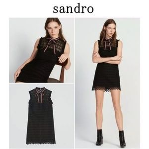 Sandro Fidele Tie Neck Lace Mini Dress Size (US M)